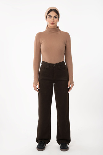 شلوار سیلک راسته لاین کمر ساده گرم 3 قد 105 قهوه ای سوخته