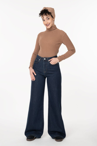 شلوار جین بگی (Royal Jackpot) کمر ساده قد 112 آبی تیره رویال جین