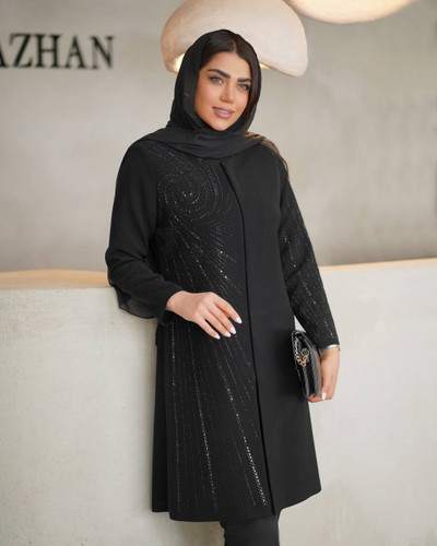 مانتو کرپ مجلسی نگین دار سایز بزرگ