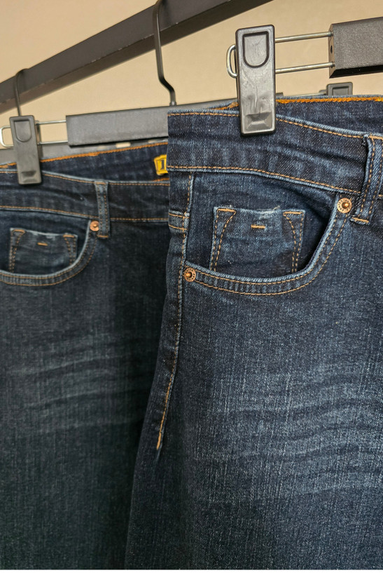 شلوار جین کشی نیم بگ جنیکا آبی تیره قد ۱۰۵