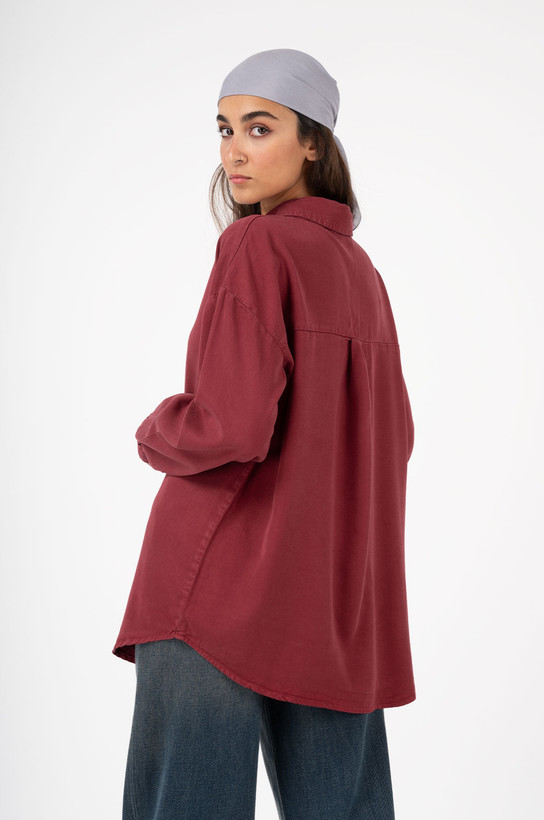 شومیز کتان سیلک گرم ۲ رویال جین زرشکی