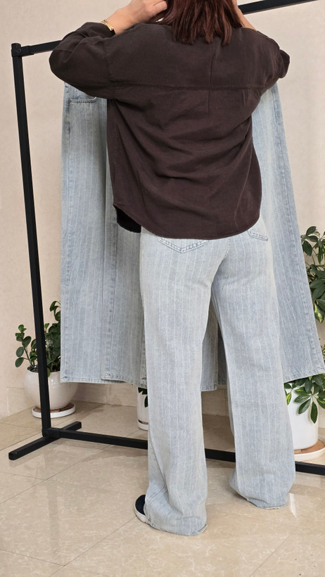 شلوار جین نیم بگ آبی یخی دیپلمات جنیکا