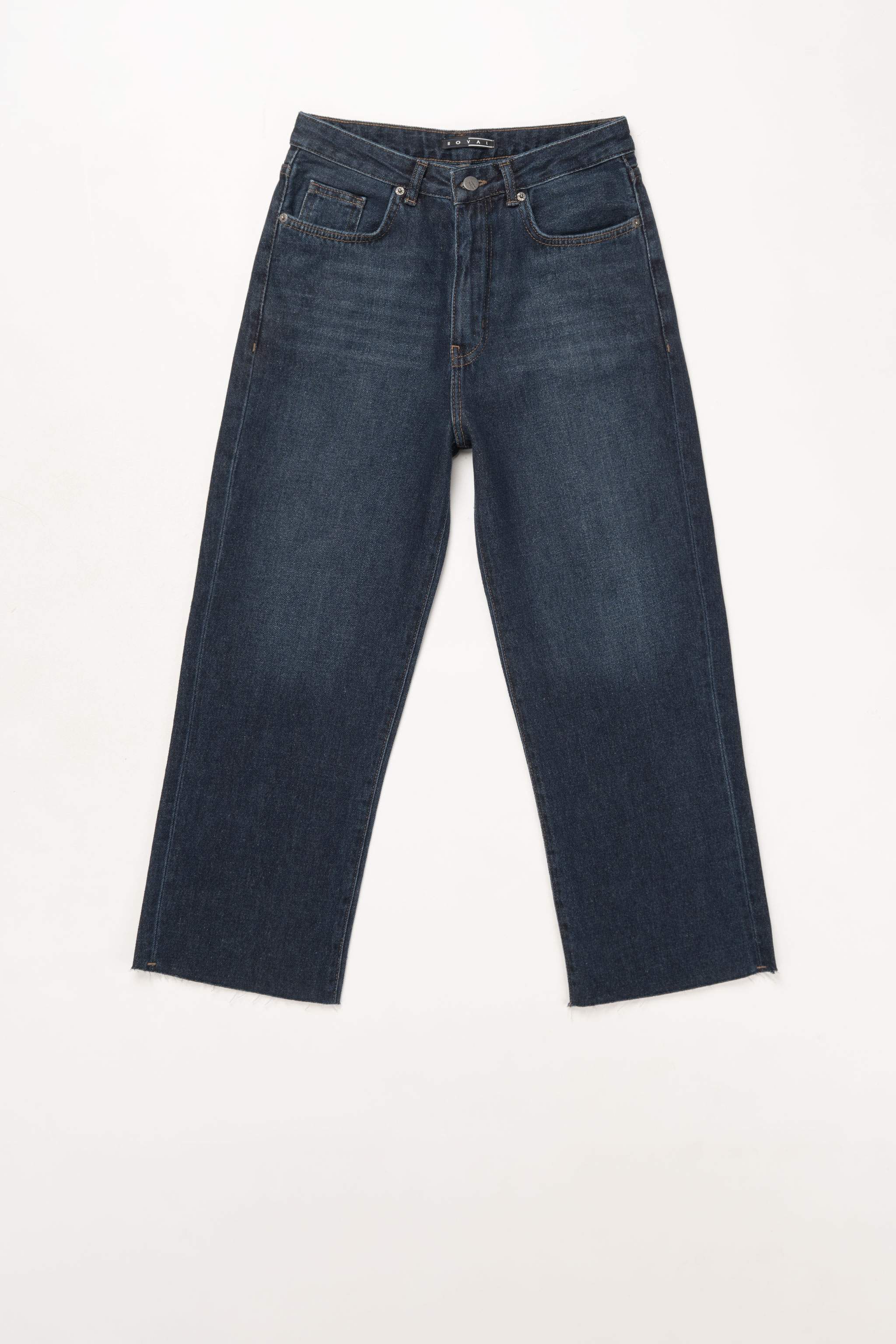 شلوار جین چیل کات کراپ ( royal jackpot) کمر ساده دمپا کات قد ۹۰ آبی تیره