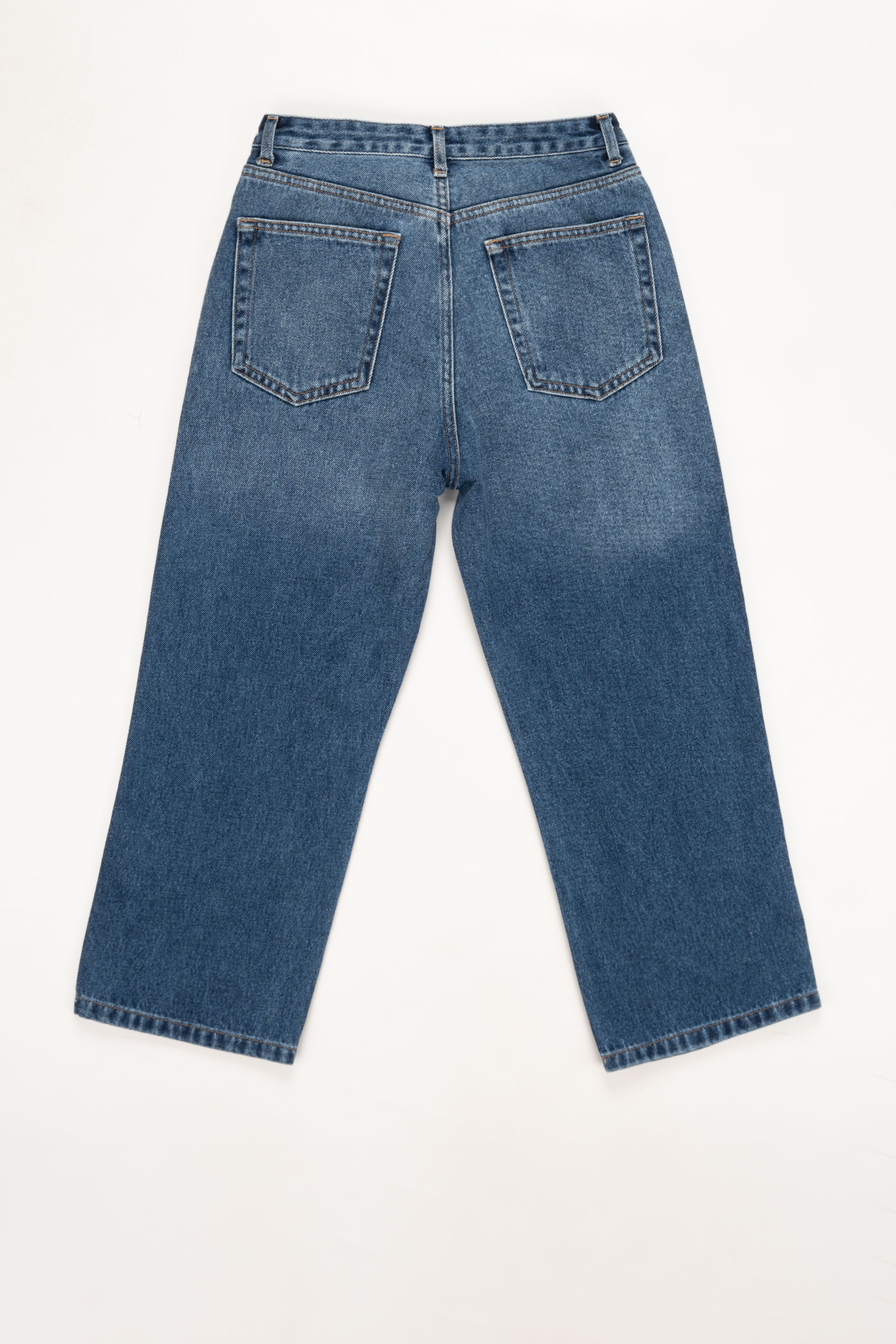 شلوار جین چیل کات کمر ساده قد ۹۰ آبی وسط برفکی