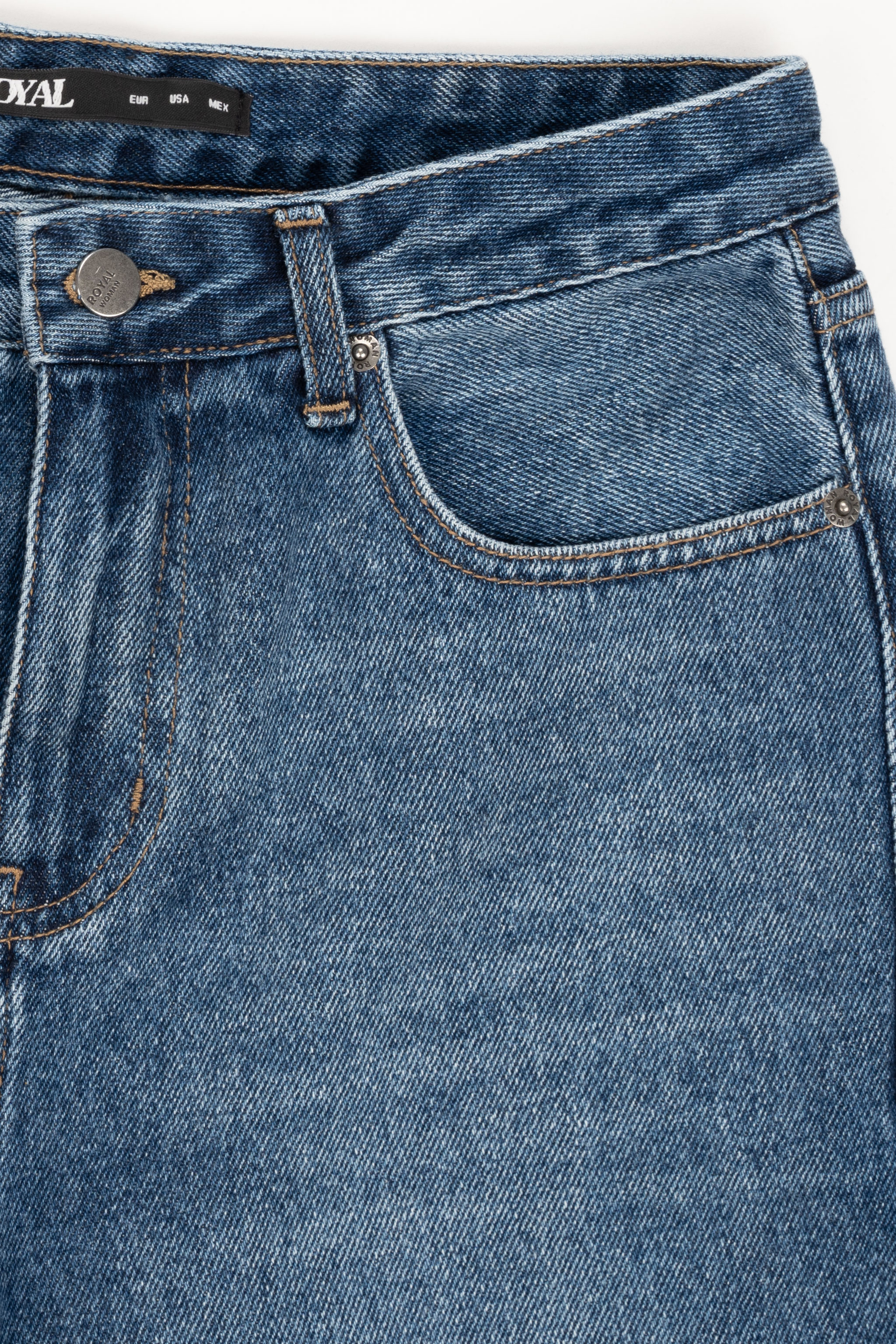 شلوار جین چیل کات کمر ساده قد ۹۰ آبی وسط برفکی