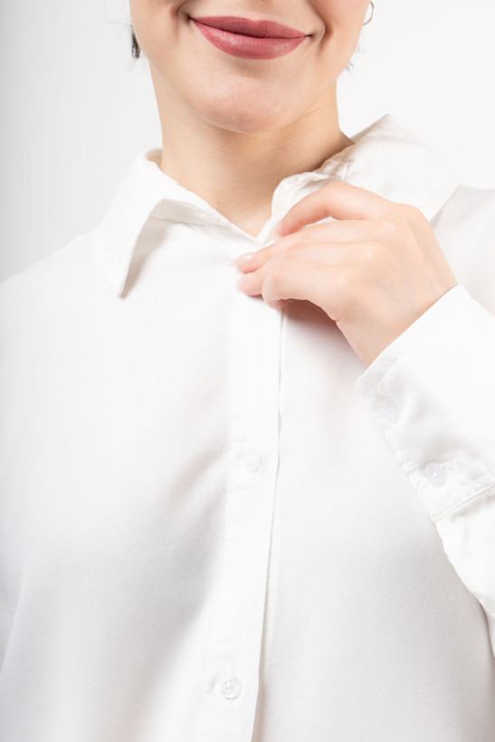 شومیز کتان سیلک گرم ۲ رویال جین سفید سایز بندی s,m,l