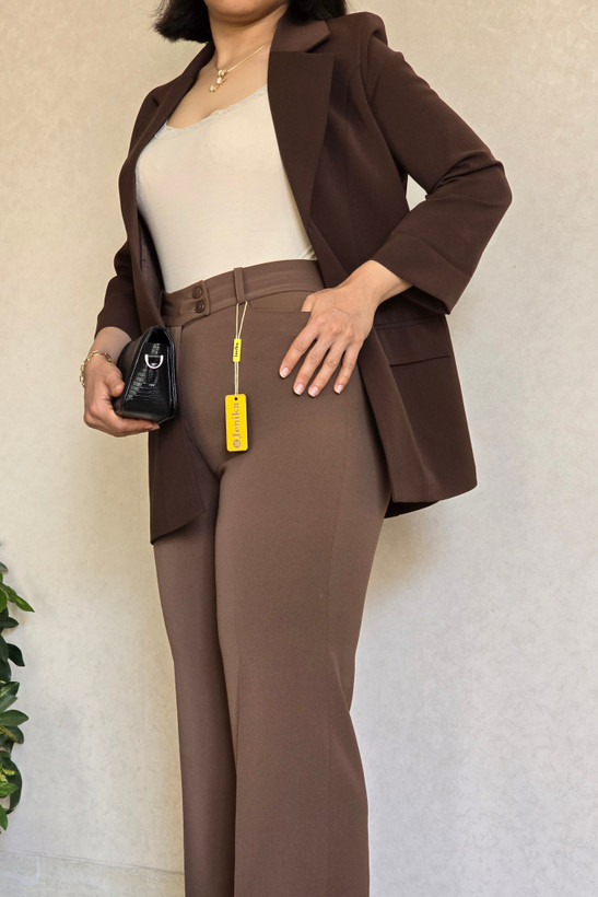 کت زنانه کرپ جنیکا مدل کلاسیک یقه انگلیسی آستین پاکتی
